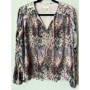 Ted Baker London Kaylahn Ditsy Accordion Pleat Blouse Pink Floral Size 4 US 10
